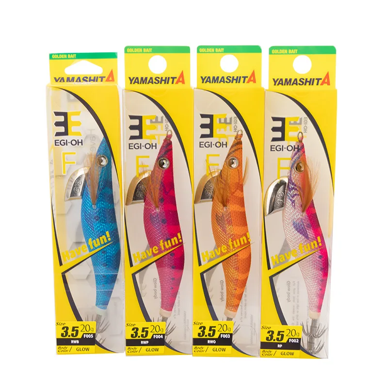 Japan YAMASHITA NEW Squid Hook Wood Shrimp Bait EGI-OH F #3.5 20g /105mm  Squid bait with luminous glow 20 COLOR