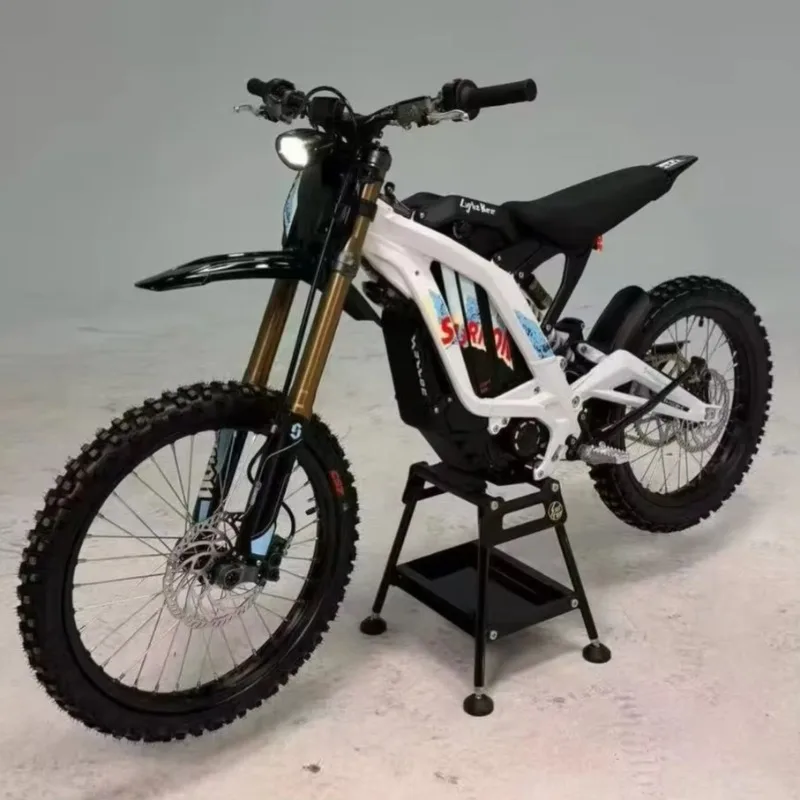 Preorder White Surround Light Bee X 2026 72V 35ah 10kw Electric Emoto Suron Full Suspension Dirt Ebike Electric Off Road 80kmh