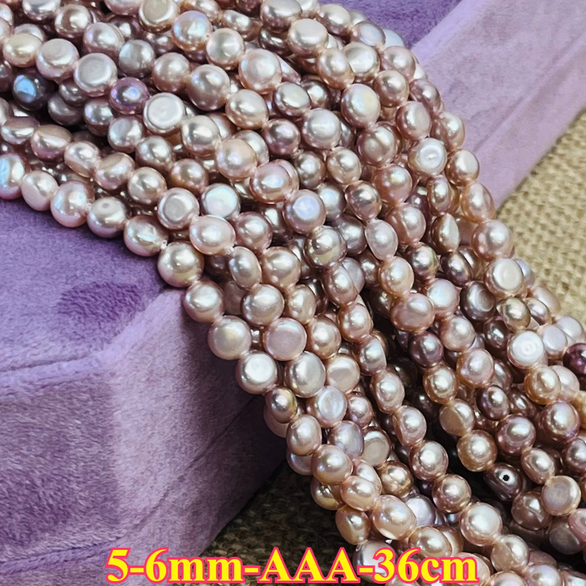 

5-6mmAAA Premium Natural Freshwater Pearl Purple Irregular Flat Spacer Bead Jewelry MakeDIY Necklace Bracelet Women Gift Wedding