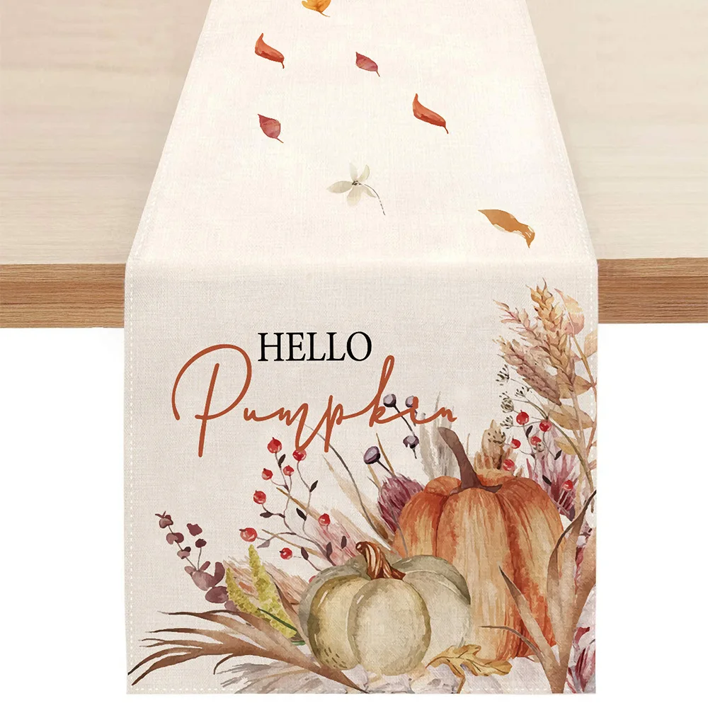 VIKAMA Ground & Plaid Table Runner, Washable Non-Slip Table Runner for Dining Room Kitchen Holiday