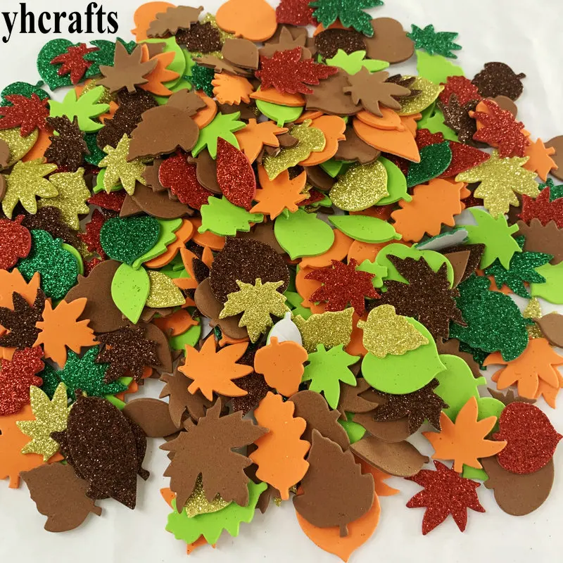 50PCS Autumn leaf foam stickers Wall stickersThanksgiving Day cafts kindergarten crafts Activity items Handmade crafts OEM 