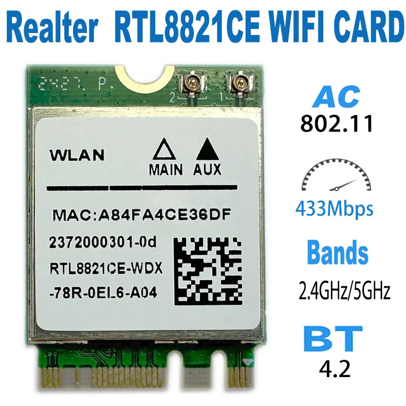 RTL8821CE 802.11AC 1X1 Wi-Fi+BT 4.2 combo adapter card Wireless network card, suitable for DELL ASUS, China Acer RTL8821