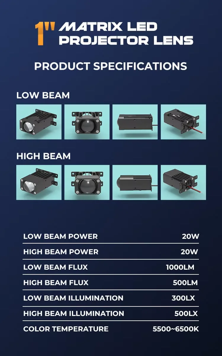 1 بوصة مصفوفة جهاز عرض ليد عدسة 20 واط سيارة صغيرة Led القيادة كشاف ضوئي عدسة المصباح الضباب الخفيف عالية منخفضة شعاع 3 اللون الأبيض #6