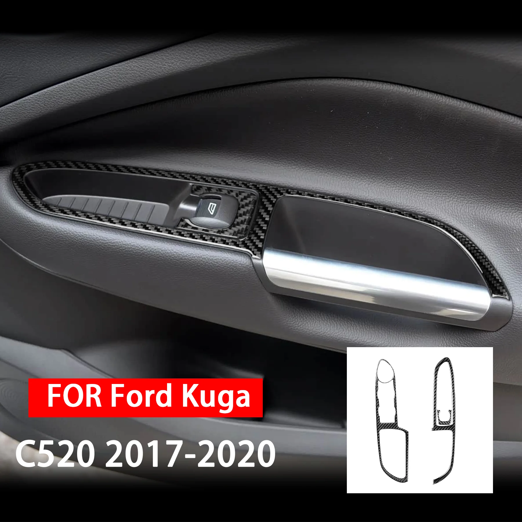 

For Ford Kuga C520 2017 2018 2019 2020 Carbon Fiber Window Button Lift Control Switch Panel Car Interior Accessories Sticker