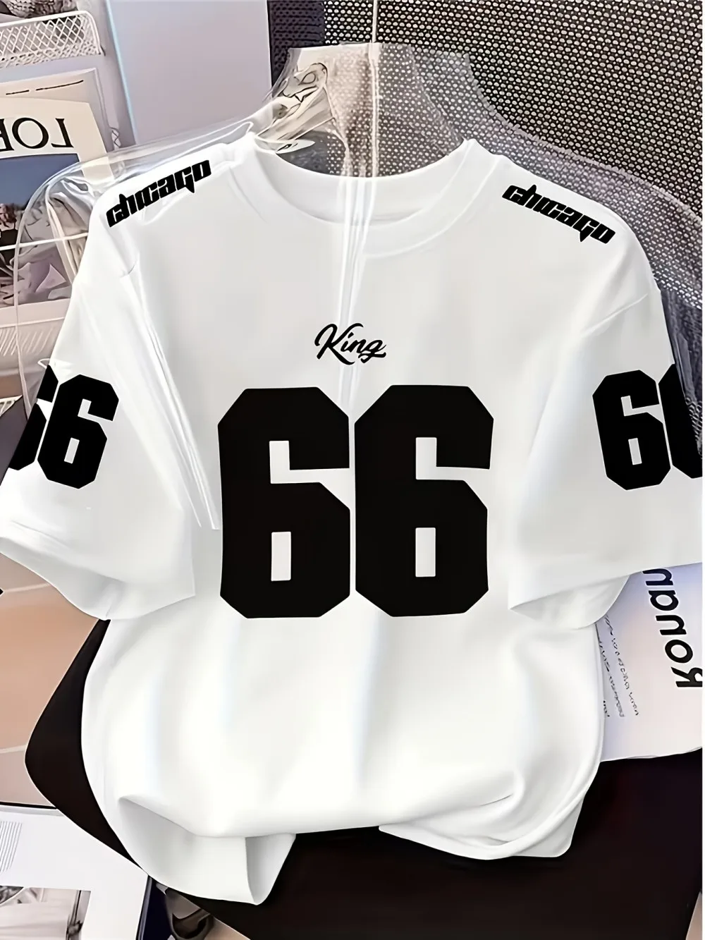 European and American men's summer personalized letter print micro elastic breathable round neck T-shirt outdoor sports top