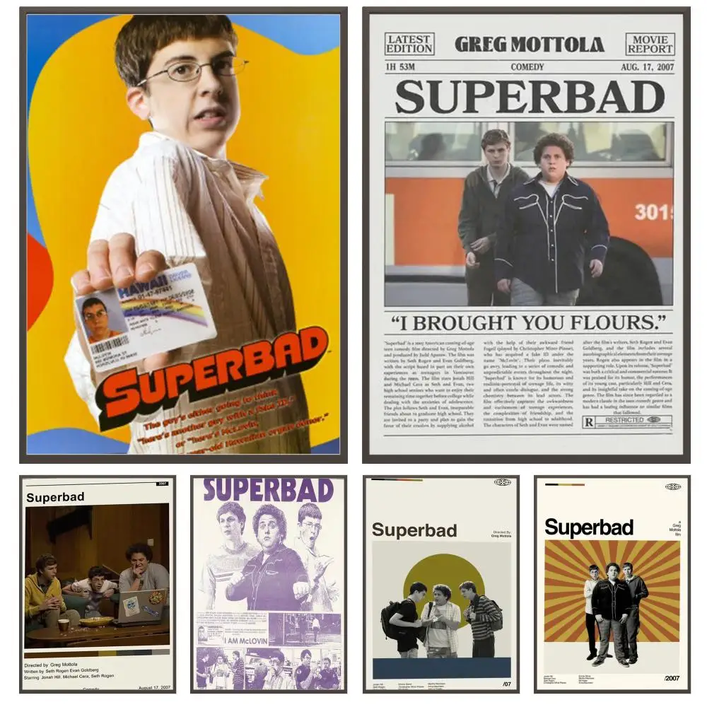 Superbad Movie Art Film Poster Versatile HD Waterproof Wall Art Self-Adhesive Decor for Any Space Ideal Gift