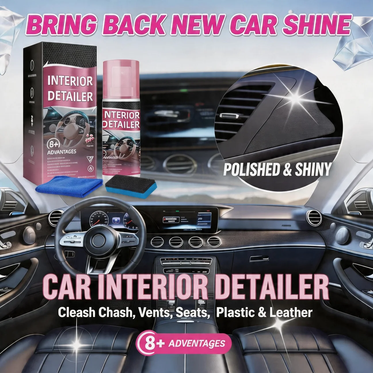 

Car Care Detailing Spray 100ml Auto Interior Polish Car Shine Cleaner Interior Detailer Spray Protective Color Fading Repair