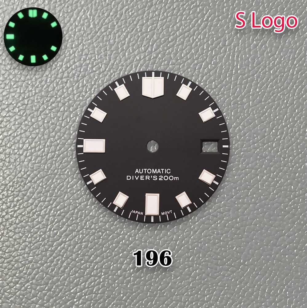 Nuovo quadrante NH35 blu da sub con logo S da 28,5 mm verde nottilucenti adatto per movimento NH36 accessori per la modifica dell'orologio di vendita calda