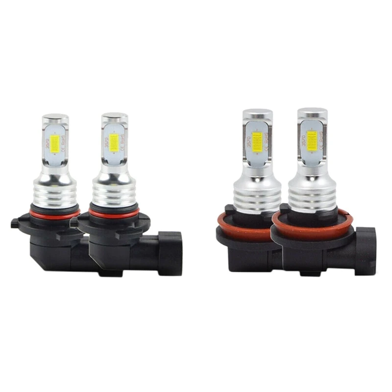 4X LED Headlight Bulbs Conversion Kit 9005+H8/H9/H11 High Low Beam 6000K Super White