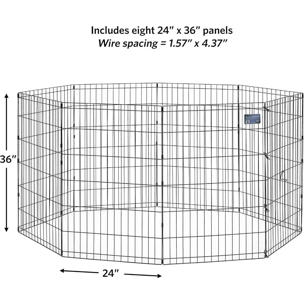 قلم تمرين معدني قابل للطي للكلاب من ميدويست هومز - منطقة لعب داخلية/خارجية، بدون باب، يوفر مساحة لعب 16 قدم مربعة