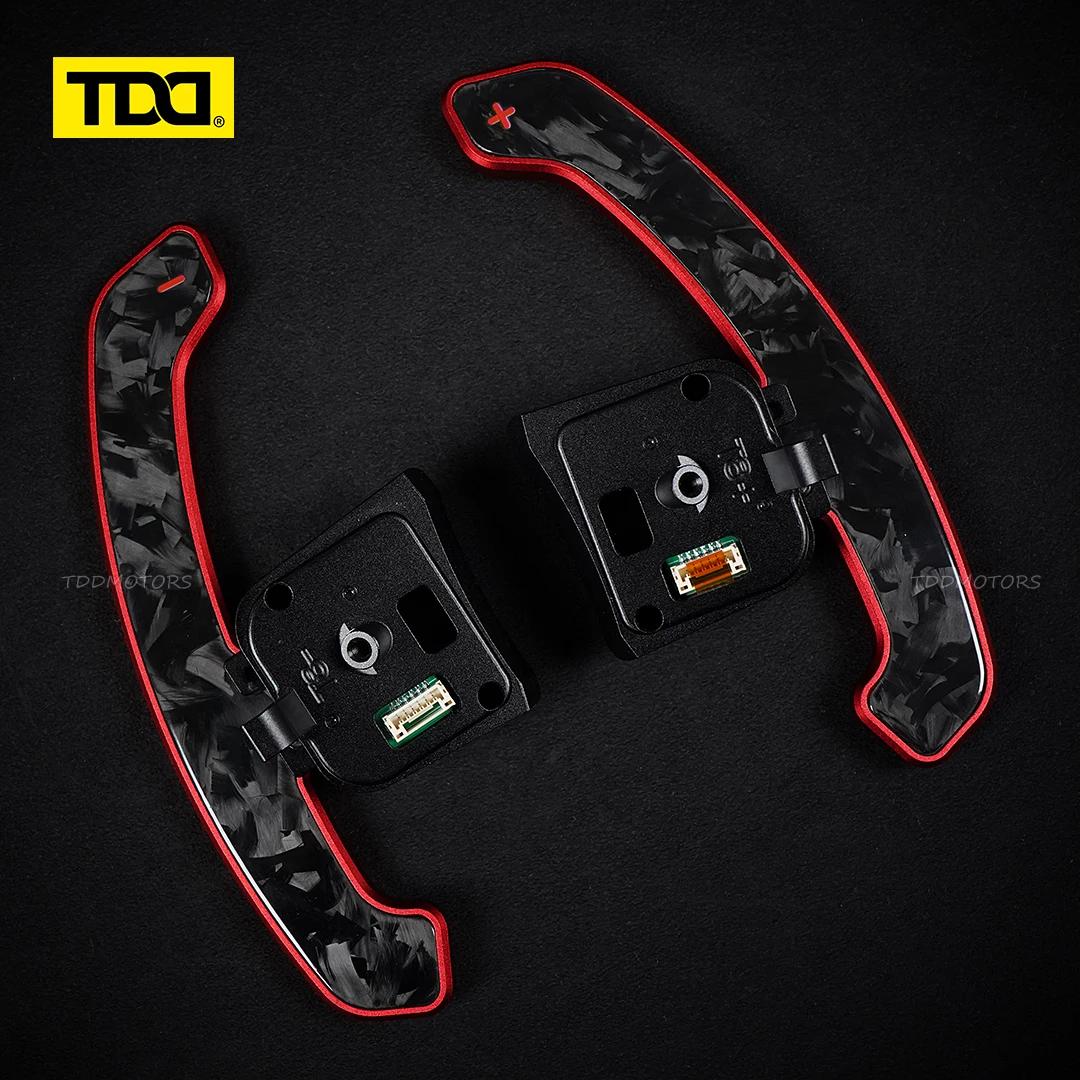 TDD لامعة ألياف الكربون المغناطيسي مجداف شيفتر لأودي ريال R8 2015-2023 عجلة القيادة التحول مجداف سبائك الألومنيوم الغطاء الخلفي