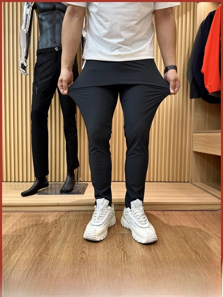 

Nordic Sle Spor Casual Pants for Men Ice Silk High Elastici Cool Feeling Summer New Faion Straight Leg Long Trousers