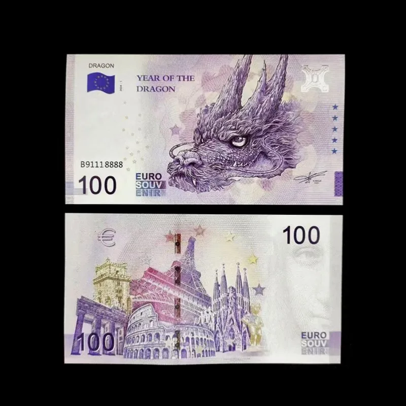 5~100pcs 2024 Year Of the Dragon 100 EURO COPY Euro Bills Paper Money Banknotes Souvenir Bank Note Non-Circulating