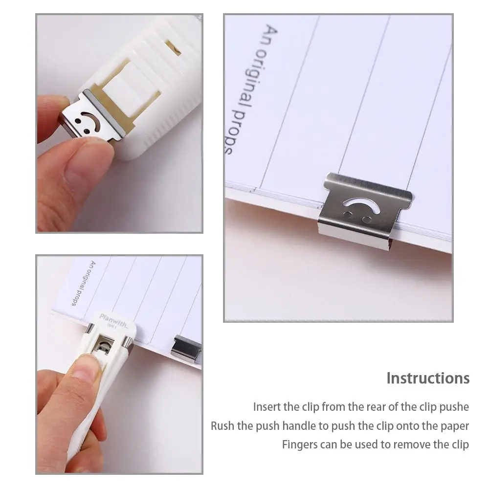 Office Creative Tape Dispenser Metal Paper Clips Paper Machine Push Clip Binder Push Clamp Iron Clip Staples Stapler Push Clip