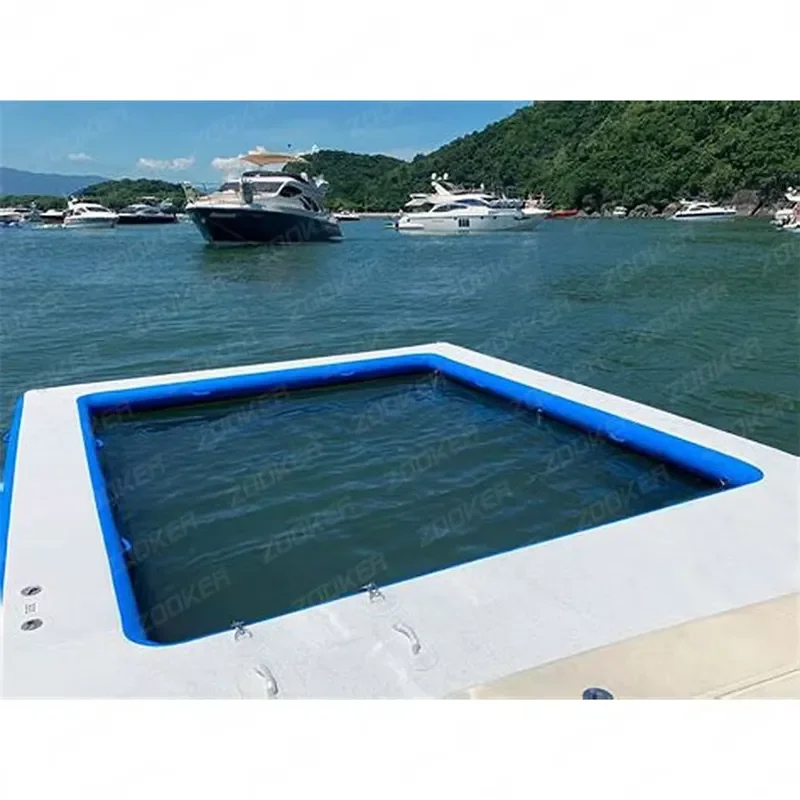 Water Entertainment Large Drop Stitch Material Inflatable Sea Yacht Swimming Pool With Net