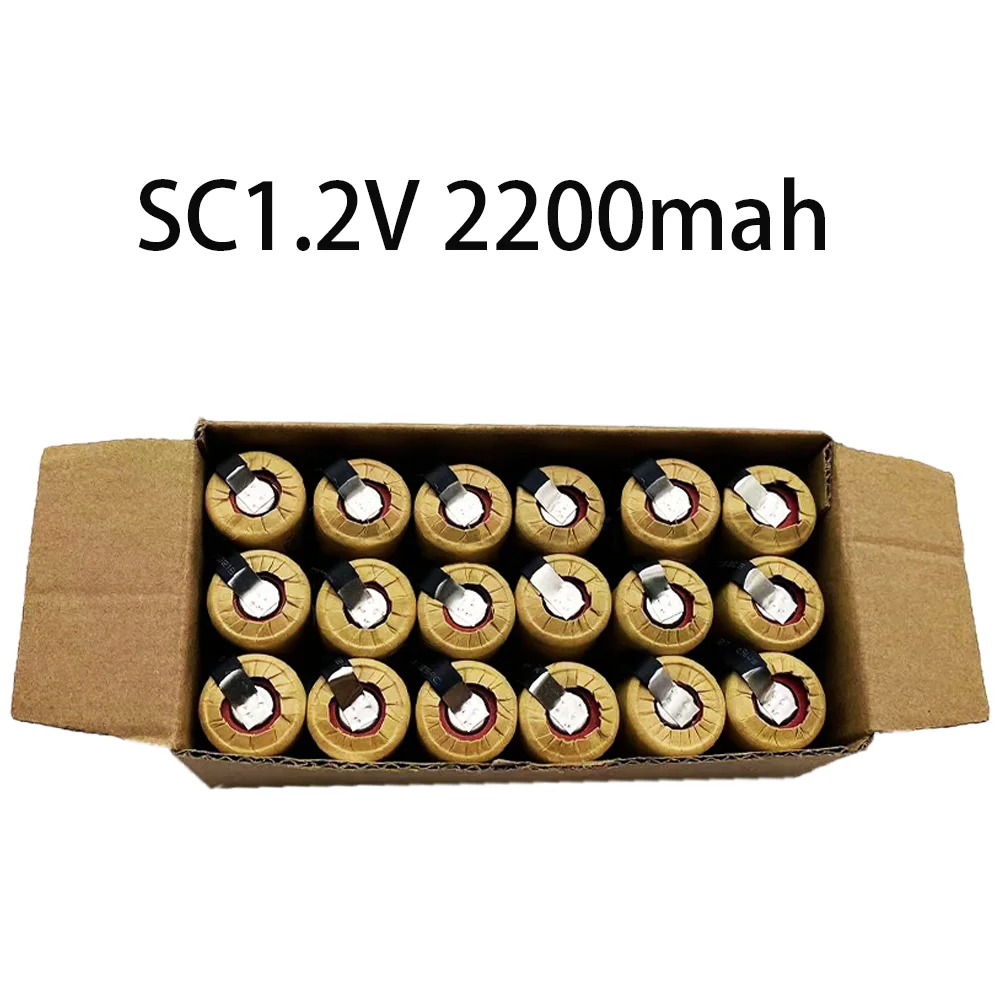 2-20pcs Screwdriver Electric Drill SC Batteries 1.2V 2200mah Sub C Ni-Cd Rechargeable Battey With Tab Power Tool NiCd SUBC Cells