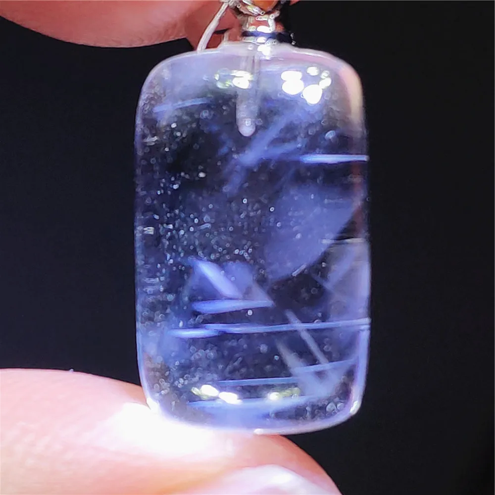 Genuine Natural Blue Feather Rutilated Quartz Pendant Angel Pyramid Needle Feather Rutilated Crystal Women Men AAAAAAA view 5