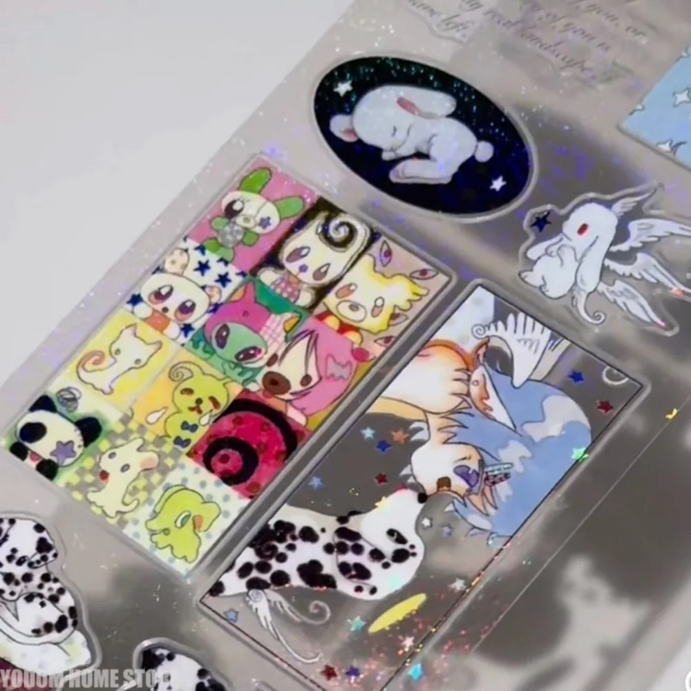 Pegatinas artesanales para álbum de recortes, 31cm, diseño de amigos y animales dibujados a mano, suministros estéticos para regalo de niña