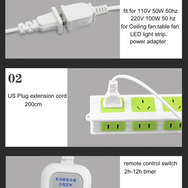 Make Your Life Easier with Our Energy-Saving Remote Control 12hours Timer Switch Cable for Ceiling Fan Table Fan Light E65C