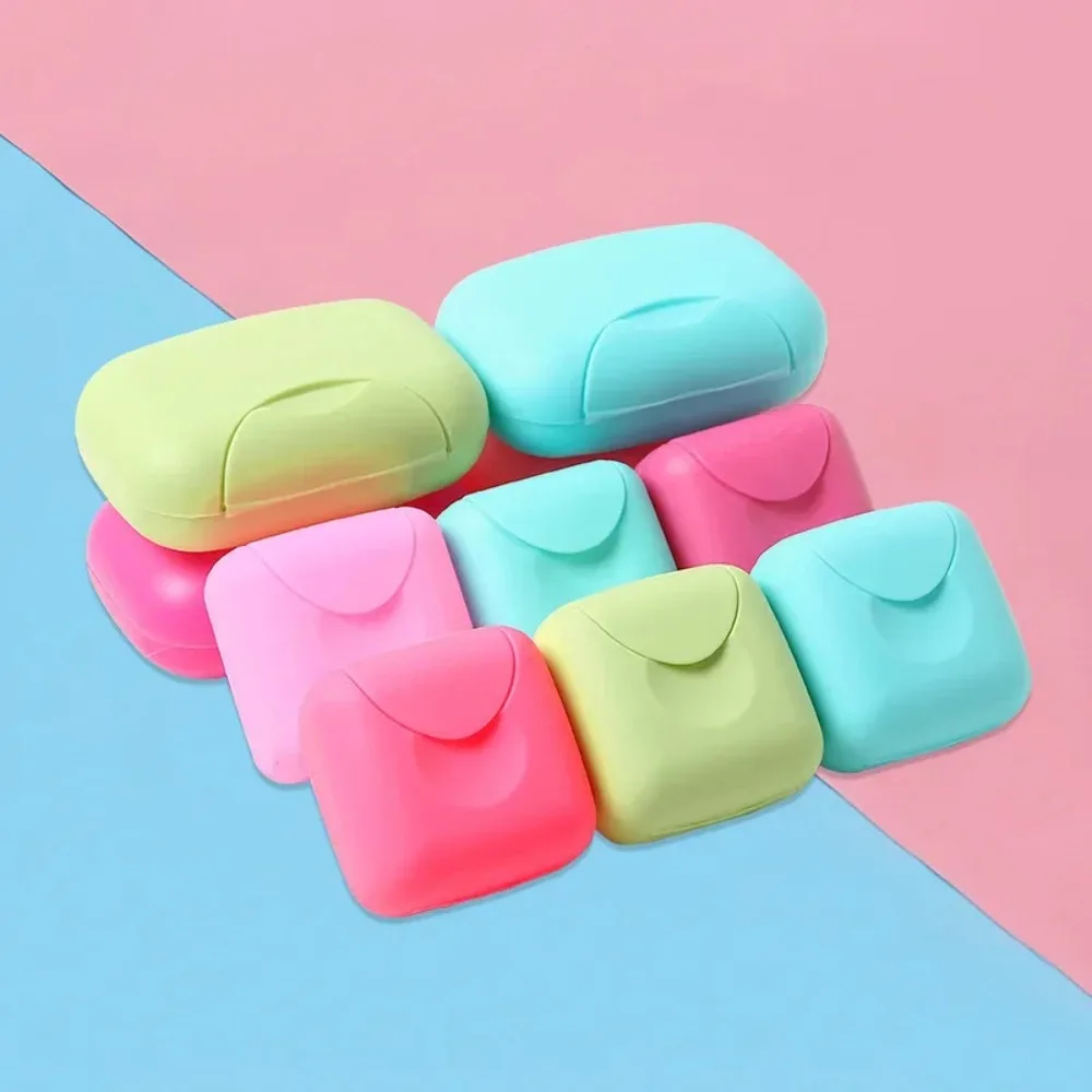 Portable Travel Soap Box Container Bathroom Acc Home Plastic Soap-Boxes with Cover Candy Color Soaps Soap Holder Random Color - Detail 1