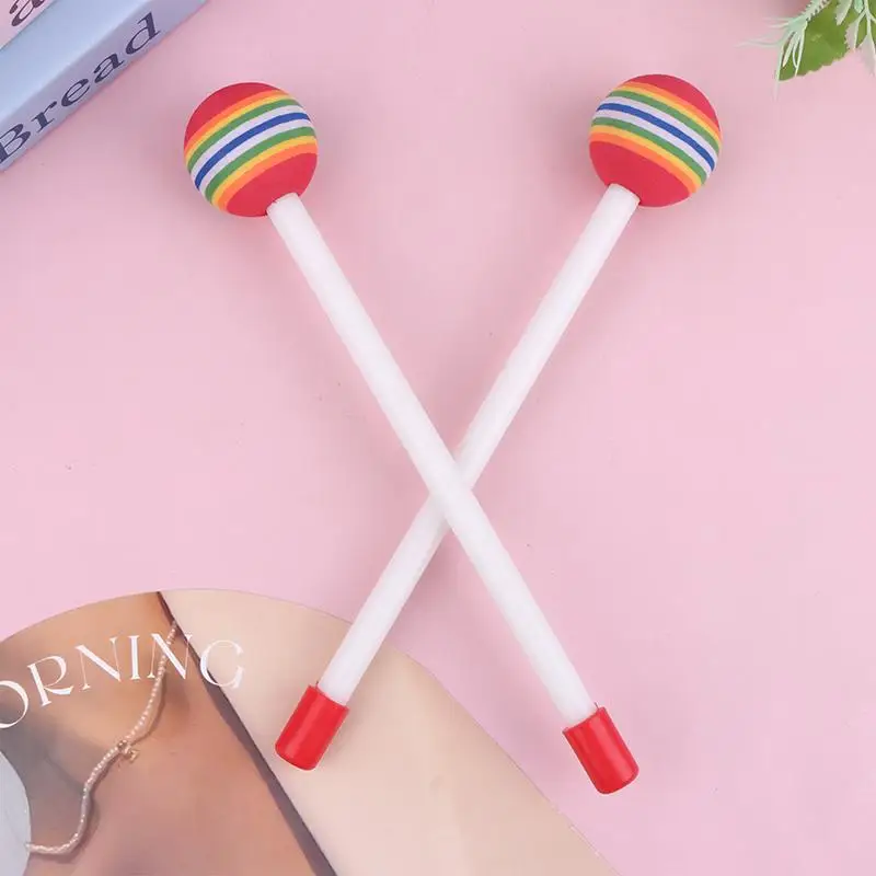 2Pcs Drum Sticks Round Felt Mallet Drum Sticks EVA Orff Hand Percussion Beat Rainbow Color Musical Instrument Accessories view 4