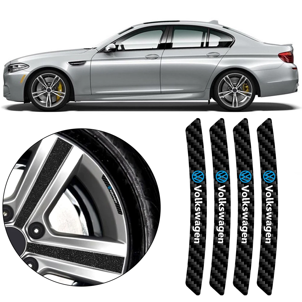 4PCS Carbon Fibre Car badge Emblem Wheels Rims Stickers Decal Auto Accessories For Volkswagen GTI Golf POLO Touran passat Tiguan