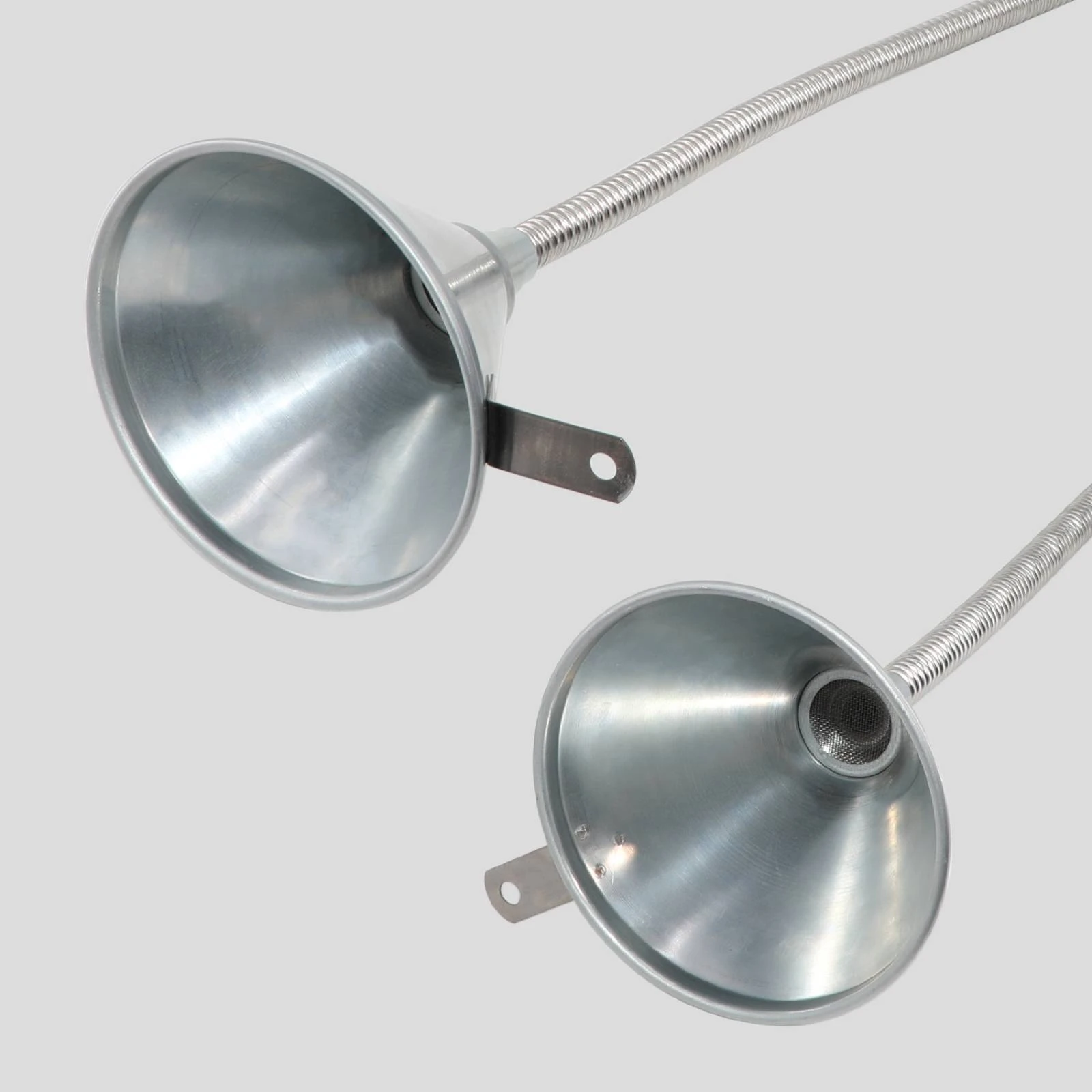Metal Gooseneck Funnel Stainless Steel Funnel with Filter Screen Wide Mouth Anti-Splash for Mechanics, Automotive Maintenance