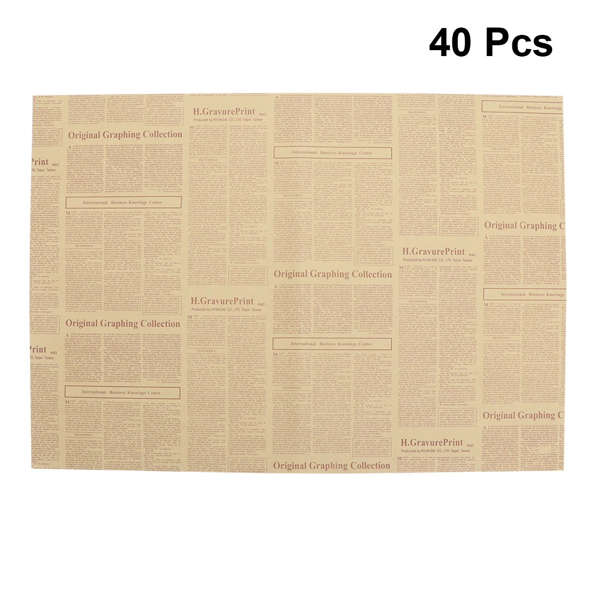 

40 Sheets Kraft Paper Gift Wraps Brown English Newspaper Flower Wrapping Party Favors Craft Decorative Paper Birthday Wedding