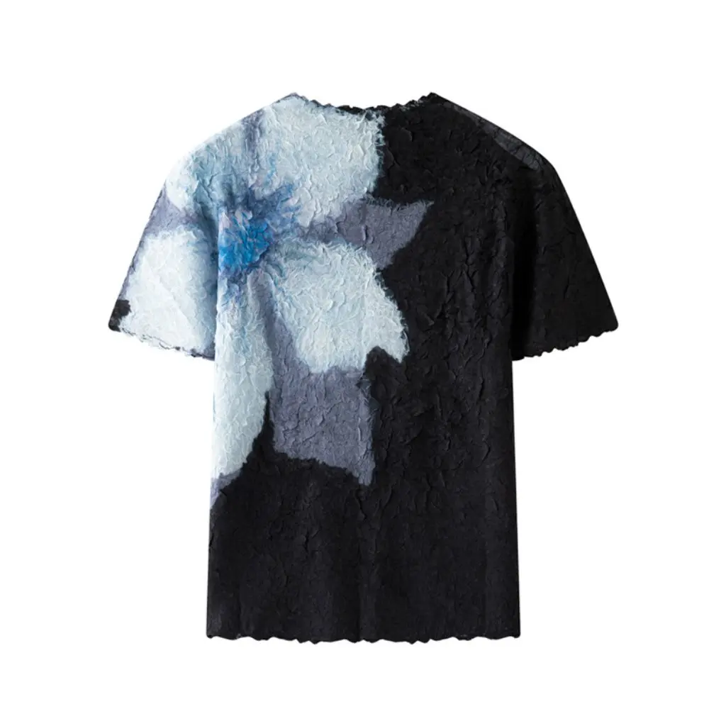 

Женская ручная футболка с морщинистым принтом и полувысоким воротником, однотонный утягивающий топ с короткими рукавами на весну и лето