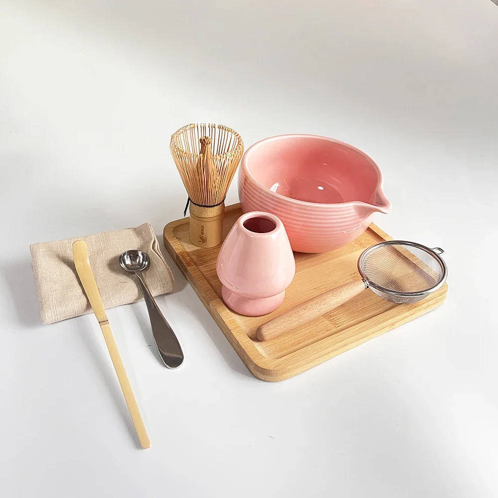 

Pottery Matcha Chawan For Various Colors Matcha Tools Elegant pink Ceramic Bowl Matcha Accessories