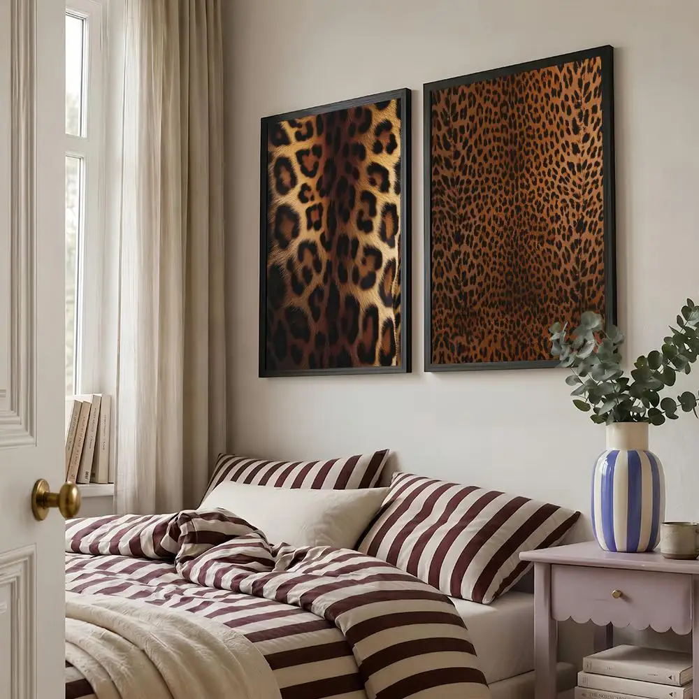 Cheetah Fur Texture Art Animal Poster Living Room Bedroom Bar Cafes Wall Home Decoration Gifts
