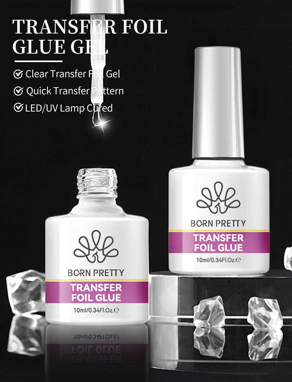 BORN PRETTY Nagelfolien-Gel 10ML Folien-Transfer-Gel für Nagelaufkleber Rosen-Blumen-Designs Florale Hochzeits-Sommer-Nagelgestaltung – Detail 1