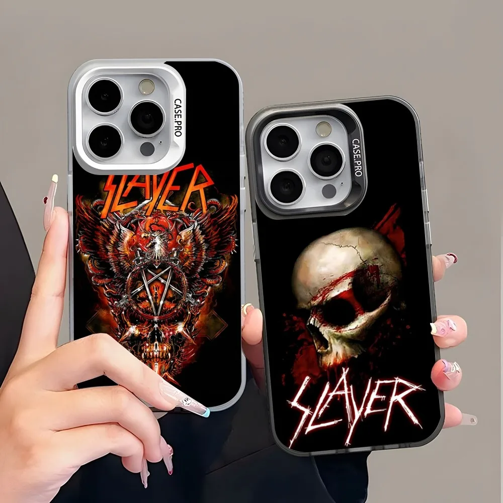 Slayer Heavy Metal Rock Band Amazing Phone Case Trendy Brand Colored Silver Trendy For IPhone 15 14 13 12 Pro Max 11 Couple