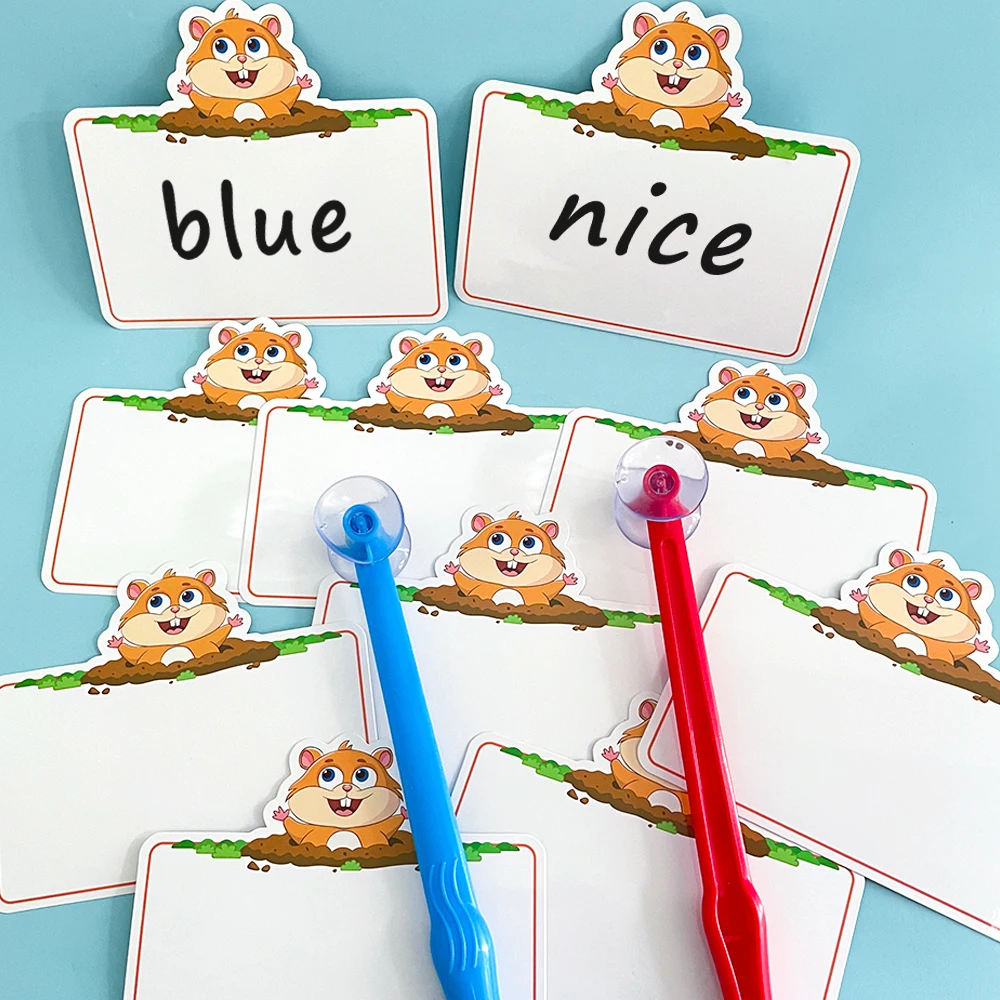 Children Hamster Written Blank Card Rewrittable Board Kids Words Card Learning Toy Teaching Aids Game Interaction Card