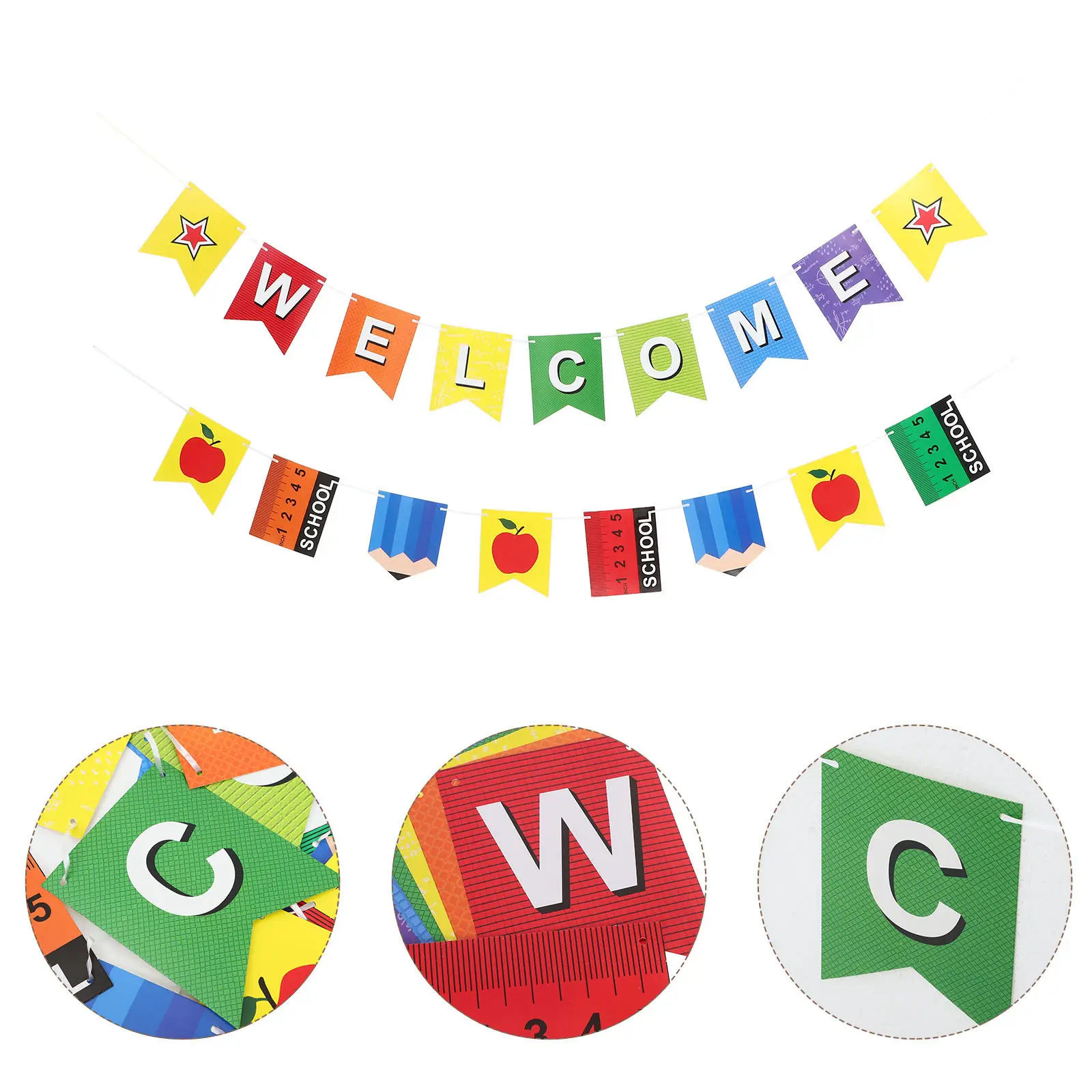 1 set Halloween Christmas New Year Back To School Banner Paper Flag Banner Door Banner Paper Garland Set Door Banners Opening