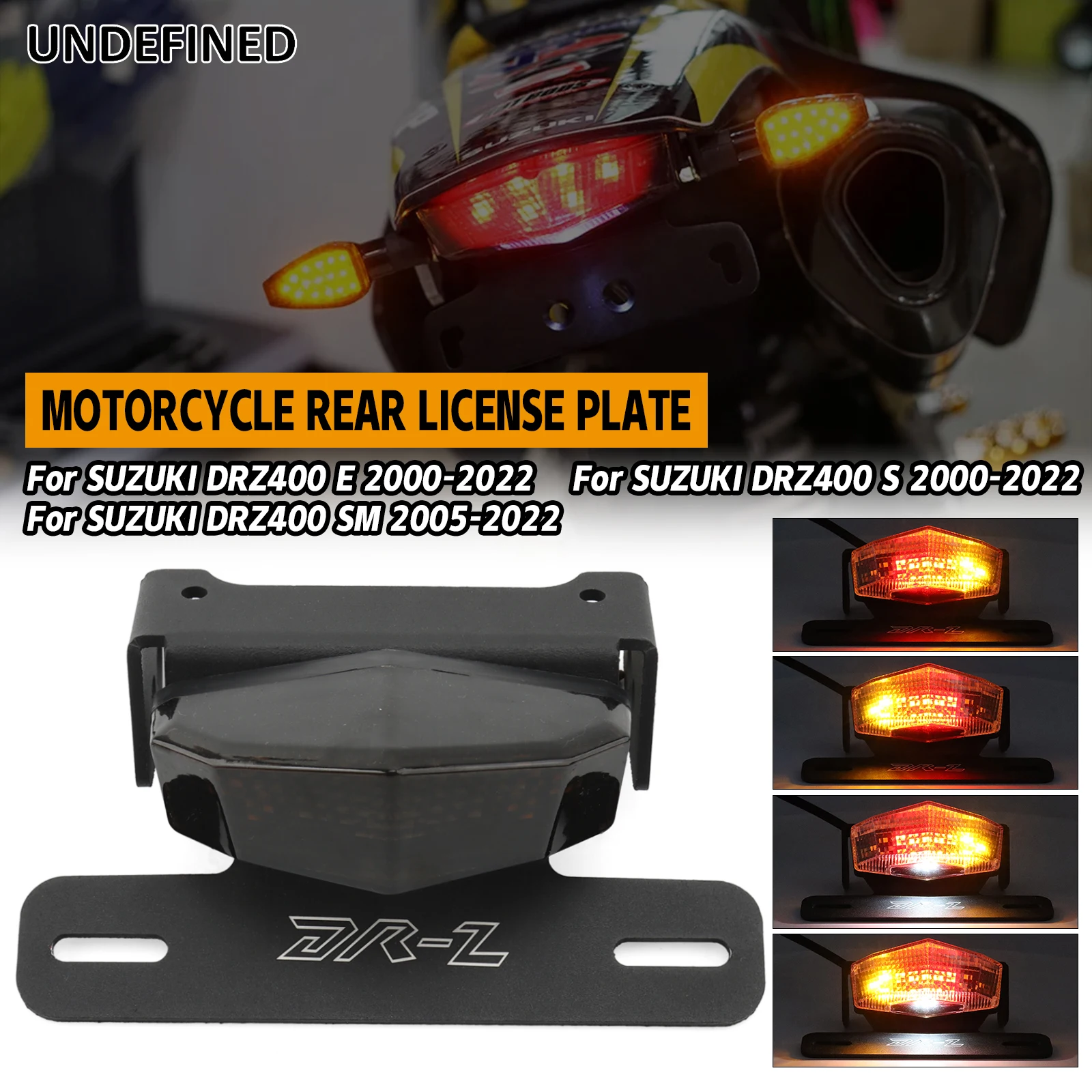 Se encaixa para suzuki drz drz400 e/s/sm preto placa de licença da motocicleta cauda luz led arrumado fender lanterna traseira kit sinal volta