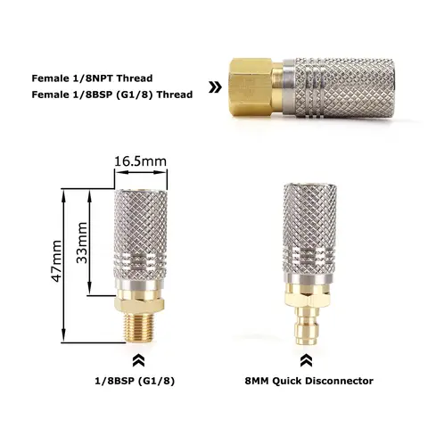 남성 여성 스레드 또는 빠른 플러그가 있는 확장된 공기 충전 퀵 릴리스 어댑터 소켓