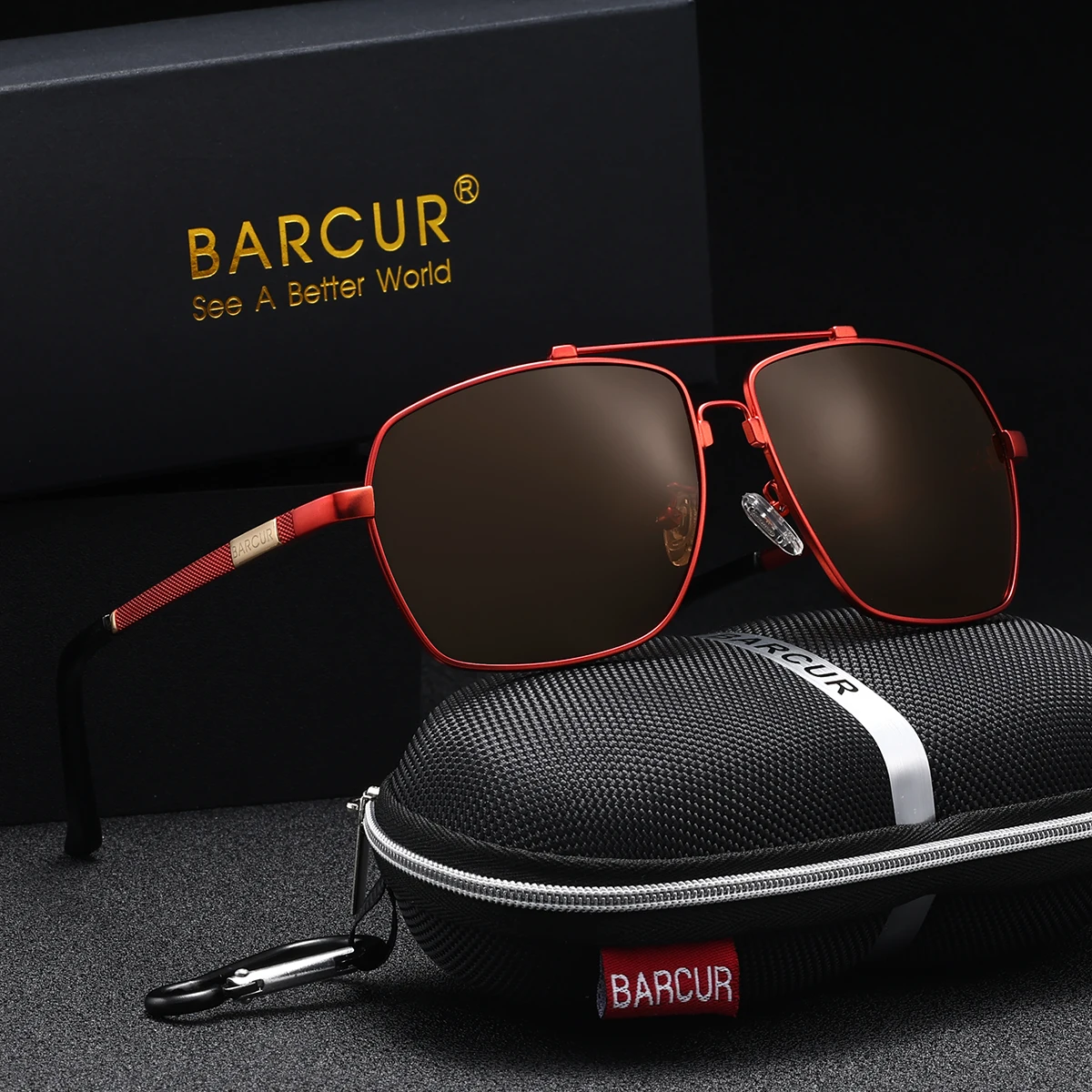 BARCUR Polarisierte Herren-Sonnenbrille, Doppelstrahl-Retro-Stil, blendfrei, Autofahren, Angeln, trendiger Artikel