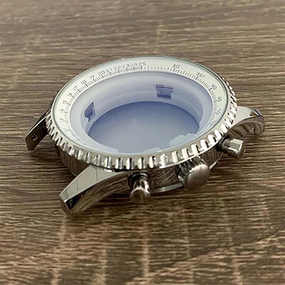 46.5MM Modify Steel Case 3ATM Mineral Glass Index Chapter Ring 6-Needle Watch Hands 24mm Strap For Japan VK63 Quartz Movement