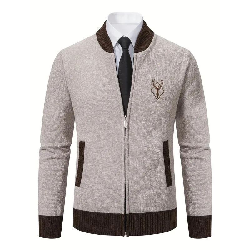

Men's Zipper Closure Fleece Sweater Comfortable Soft Woolen Knitwear Fashionable Spring Season Casual Wear Resistant to Defor...