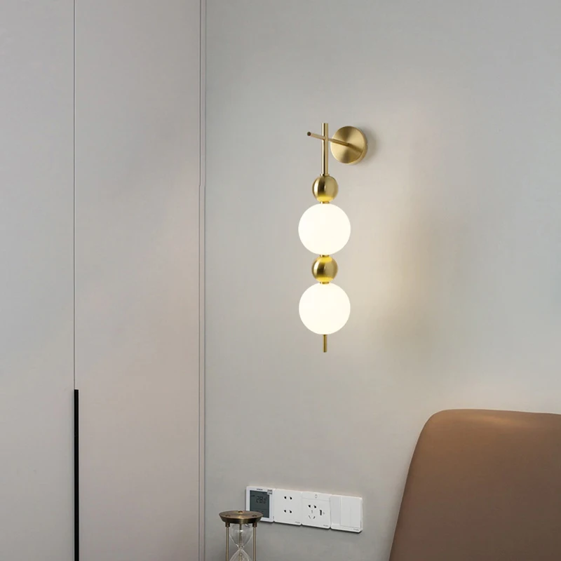 Imagem -04 - Design Conduziu a Lâmpada de Parede Acrílico Branco Bola Ouro Metal para Bedrooom Salão Corredor Iluminação Arandela Mutável Escurecimento Novo