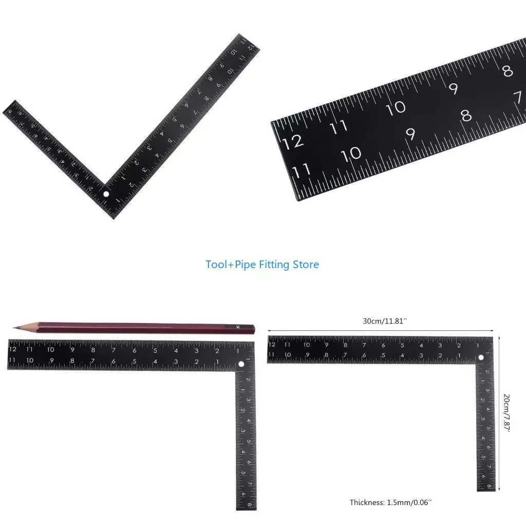 F92B Professional L- Square Ruler Framing Tool Black for Carpenter Tailor DIY Sewing