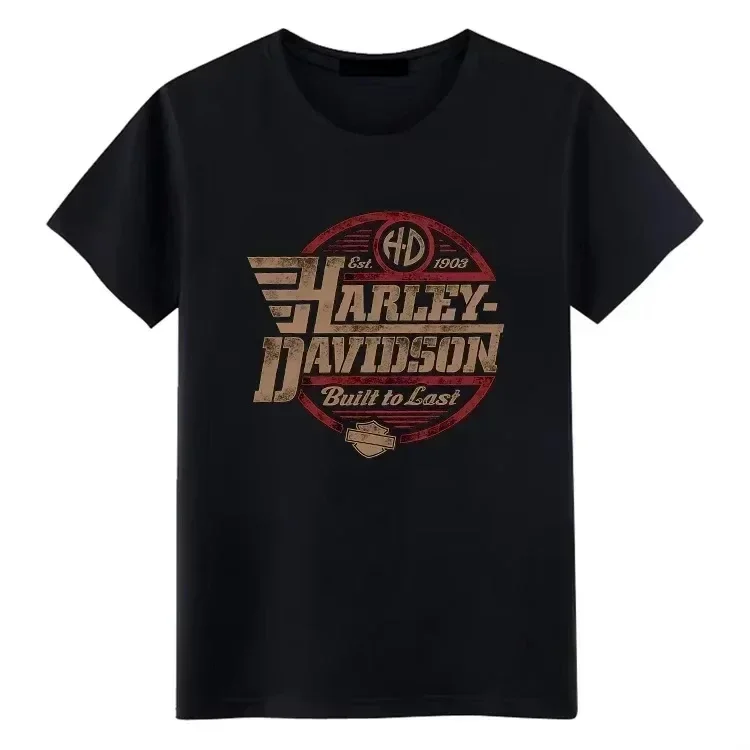 -Camiseta deportiva Harleys Davidson para hombre y mujer, ropa de algodón puro, Vintage, cuello redondo, gran tamaño, Verano