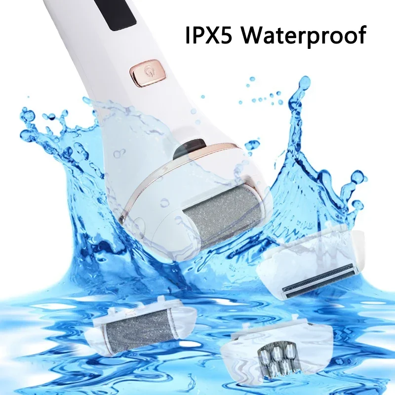 Mais novo 4 em 1 depilador indolor para senhora corpo inteiro depilador elétrico depilação shaver pé arquivo removedor de calos pedicure ferramenta