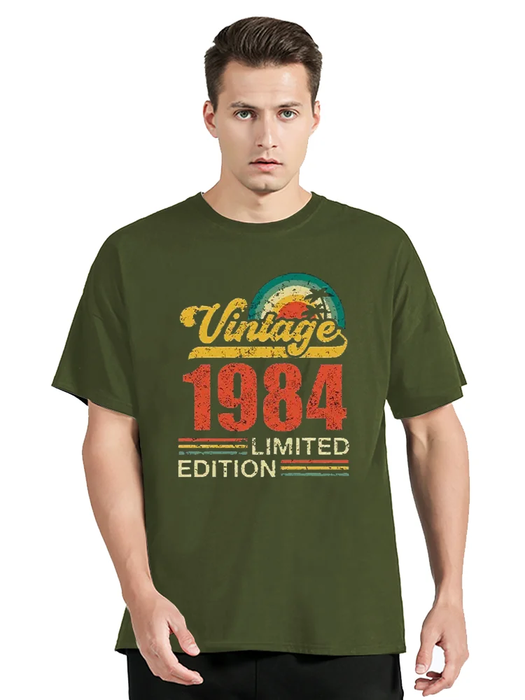 Vintage 1964 1974 1984 Cotton T Shirt Unisex Tops Tees Fitness Oversized Streetwear Graphic Fashion Casual Men's Clothing