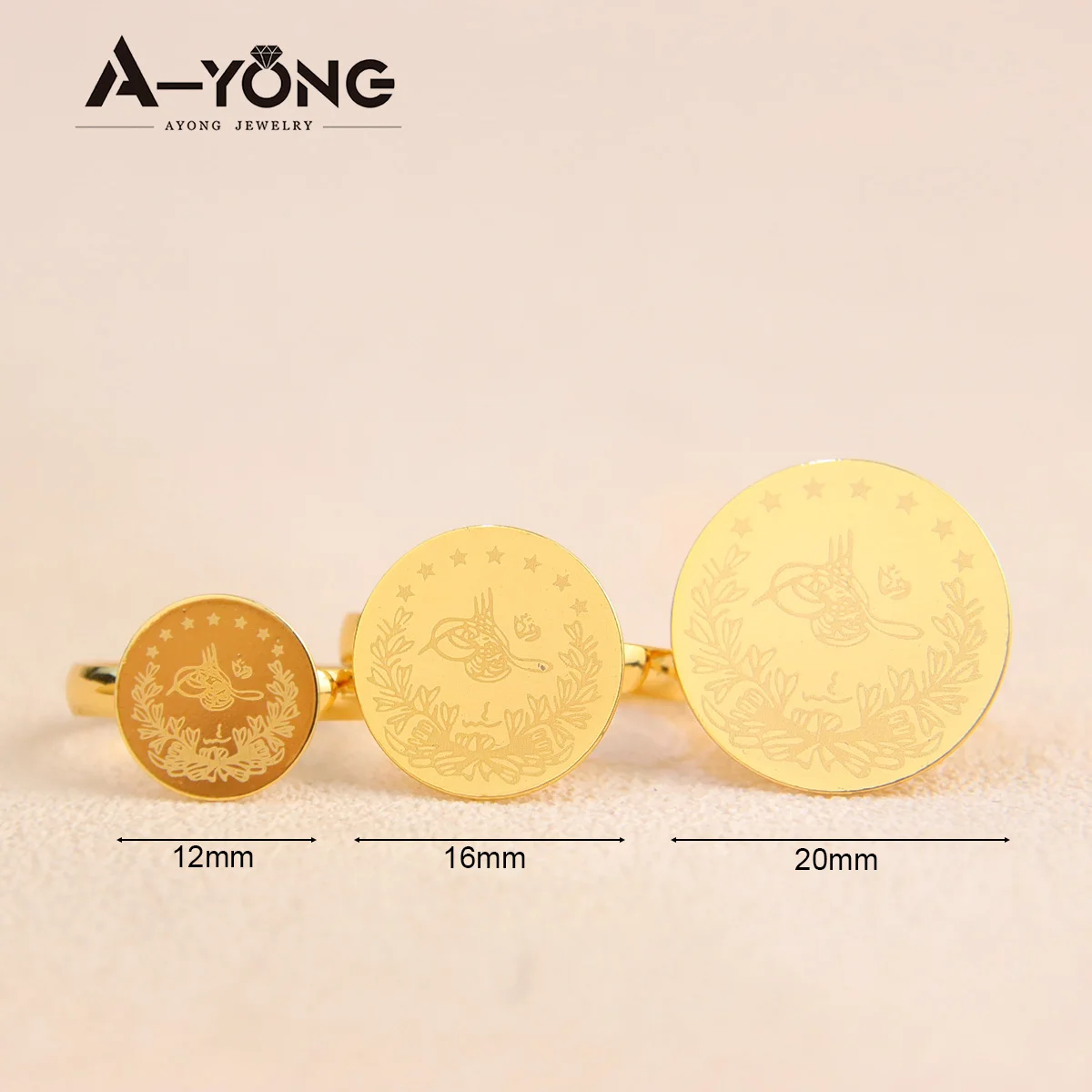 Turkish Coin Rings 18k Gold Plated Simple Saudi Muslim Couples Ring Dubai Egypt Women Engagement Wedding Luxury Jewelry