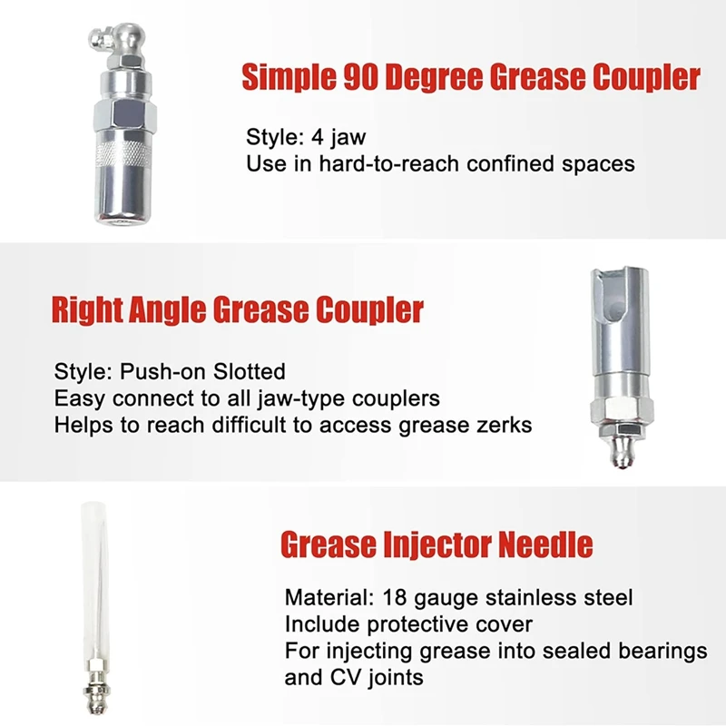 Tool Grease Tip Small Grease Kit 9-Piece Grease Coupler Kit Quick Connect Grease Fittings Complete Lube Accessories