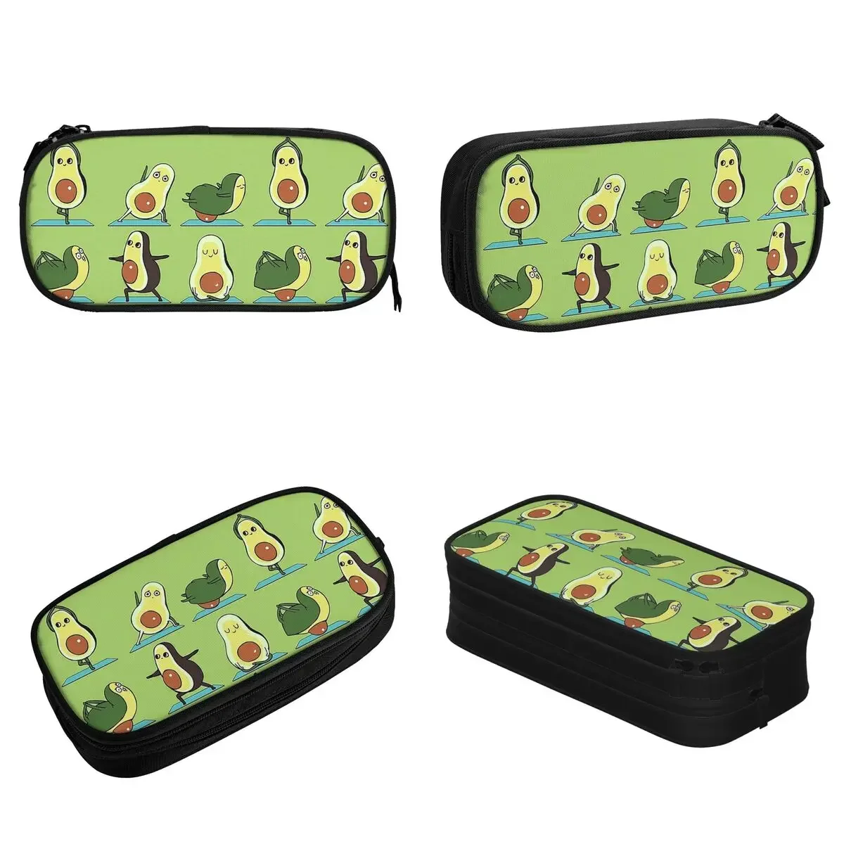 Avocado Yoga Pencil Cases Guacamole Vegan Lover Pen Holder Bags Student Big Capacity Students School Gifts Pencil Box