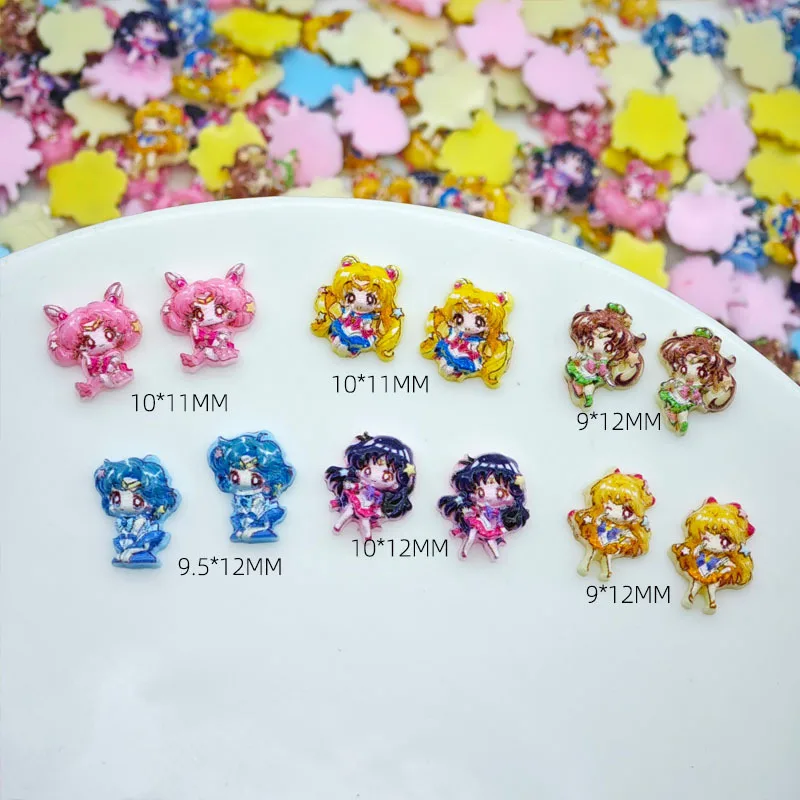 100PCS Cartoon for Sailor Moon Nail Accessories Anime Characters Nail Diamonds DIY Accessories 
