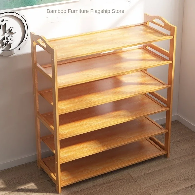 Rental House Bamboo Multi-layer Dustproof Shoe Rack Simple Household Storage Cabinet Storage Rack Single Double Room Economic